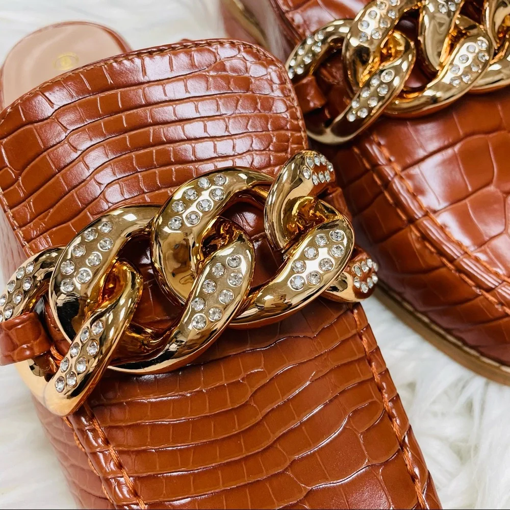 Tan croco chain mule sandal - Picture 11 of 12